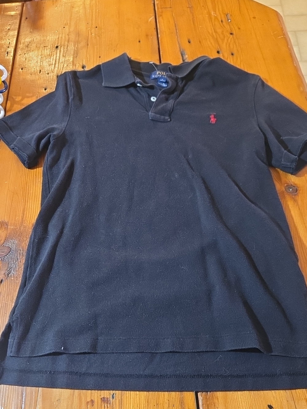 Ralph Lauren Black Polo with Red Pony Embroidery Sz L